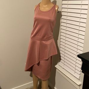 Peplum hi- low wrap dress skater